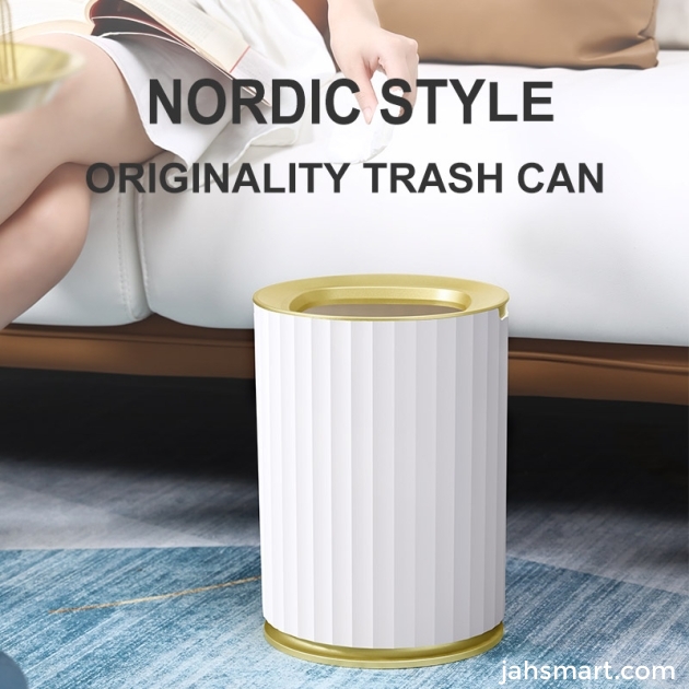 Nordic simple style thickened striped waste paper trash can