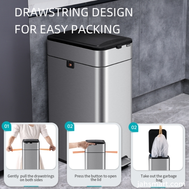 Side-Sliding Stainless Steel Large Capacity Pedal Trash Can