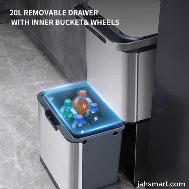 Double layer classification kitchen intelligent garbage bin