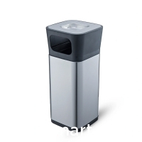 Stainless steel trash can in the hotel public hall