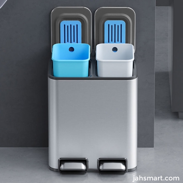 Stainless Steel  Pedal Classified Garbage Can 5