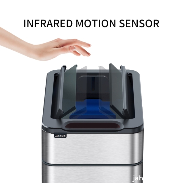 Stainless steel medium-sized bidirectional open lid intelligent sensing garbage bin