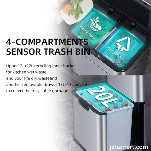 Stainless steel double-layer classification intelligent garbage bin