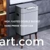 High footed double bucket hand press trash can