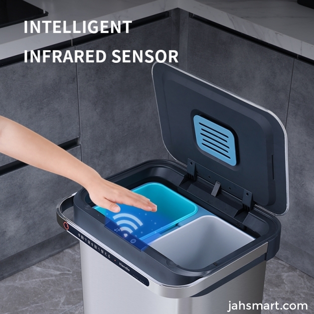 Double layer classification kitchen intelligent garbage bin