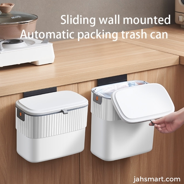 Slide Cover Wall-Mounted Automatic Trash Can