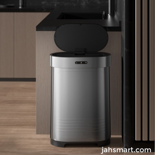metal trash can